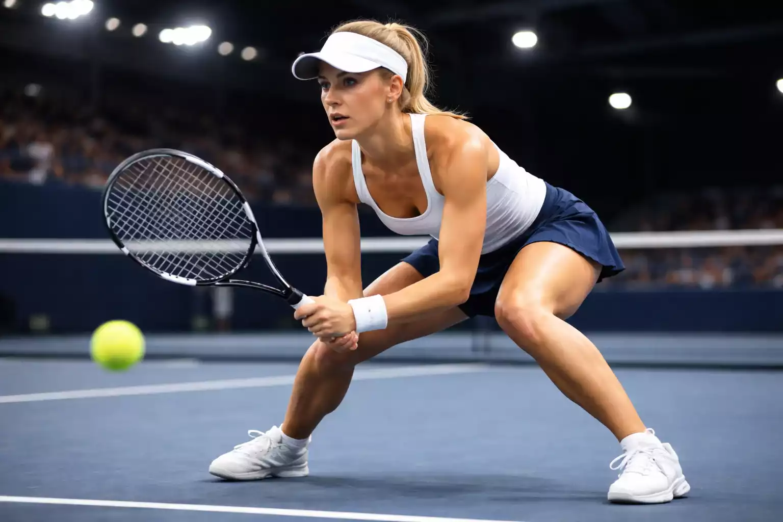 Tenista prepar&aacute;ndose para devolver un servicio en pista r&aacute;pida